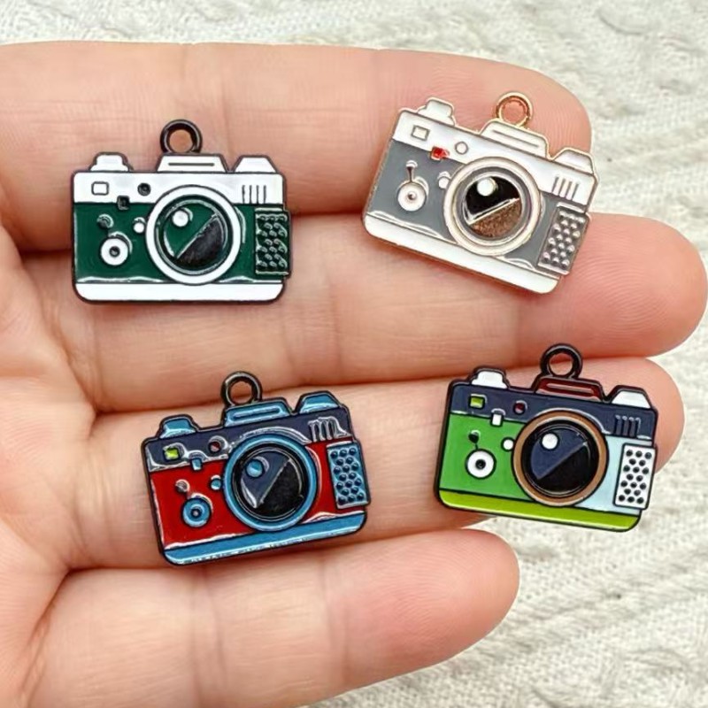 Jewelry Making Videos - จี้กล้องเคลือบขนาด 17x20 มม. 10 ชิ้น สำหรับทำเครื่องประดับ