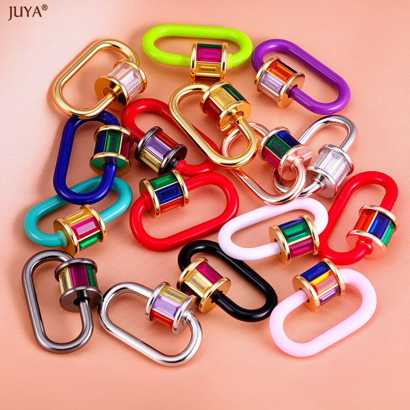 Jewelry Making Pins - ตัวล็อคแบบเกลียวเคลือบคริสตัลสีรุ้ง JUYA สำหรับเชื่อมต่อและยึดติด ใช้สำหรับทำสร้อยคอ DIY อุปกรณ์เสริมสำหรับทำเครื่องประดับ