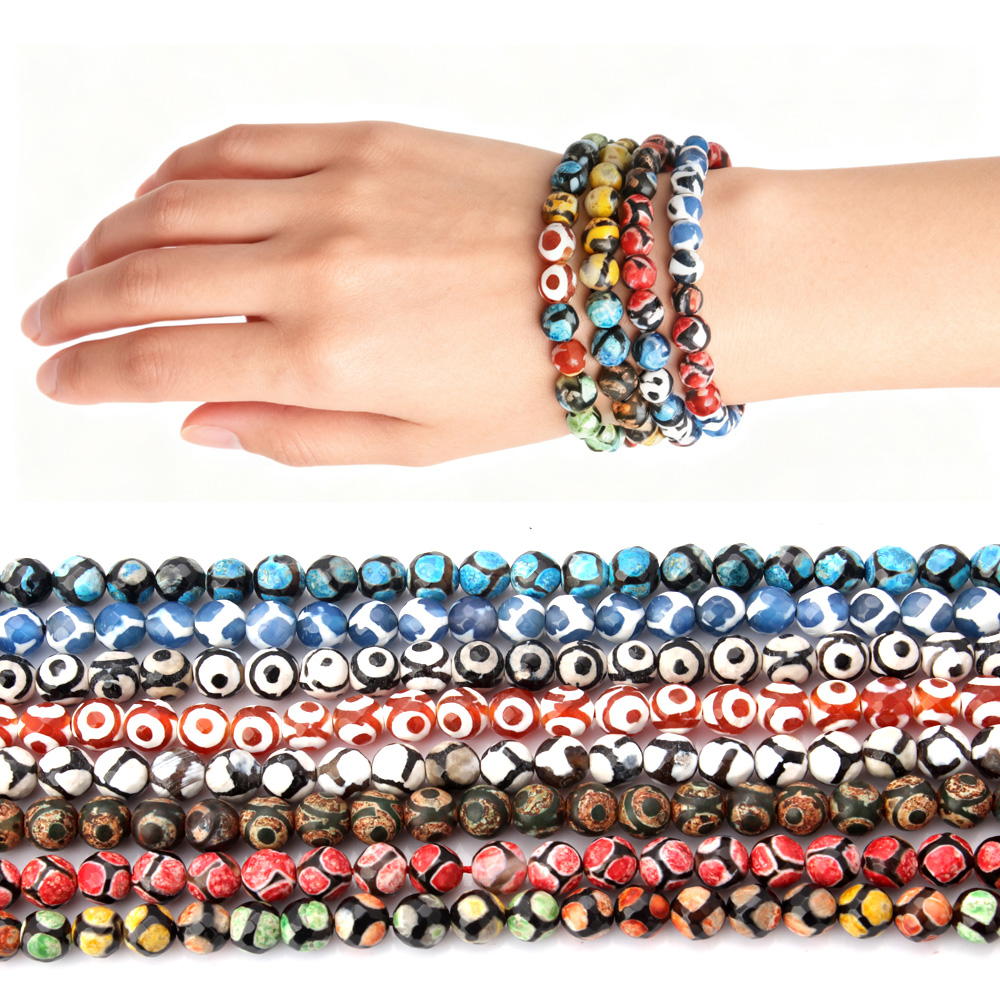 Jewelry Making Stones - ลูกปัดหินธรรมชาติทรงกลมเจียระไนขนาด 8 มม./เส้น สำหรับทำเครื่องประดับ DIY สร้อยข้อมือ
