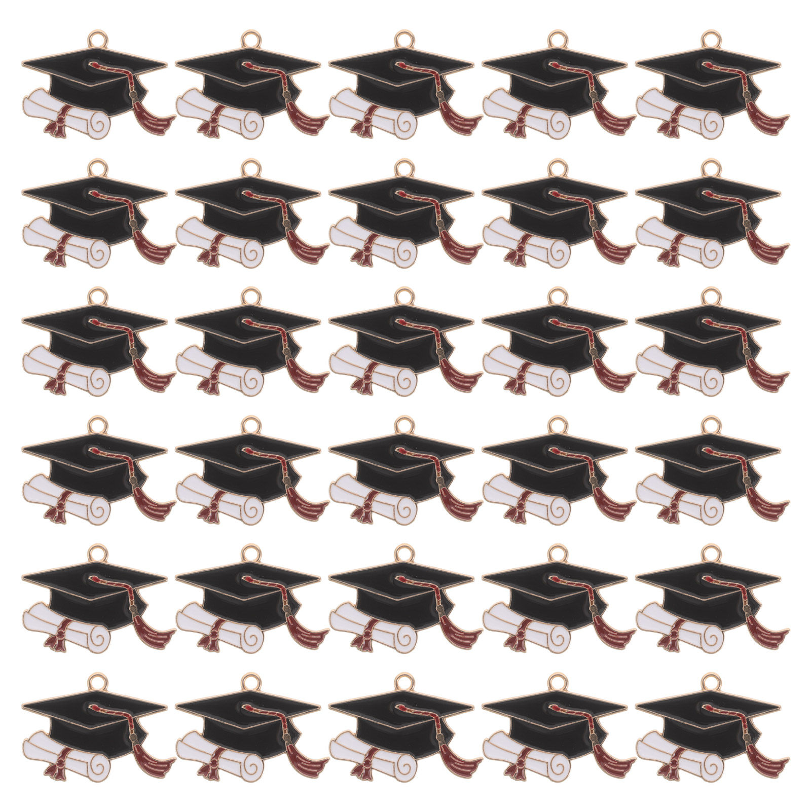 Jewelry Making Diploma - จี้หมวกบัณฑิต 50 ชิ้น ทำจากโลหะผสม สำหรับตกแต่งงานฝีมือ DIY