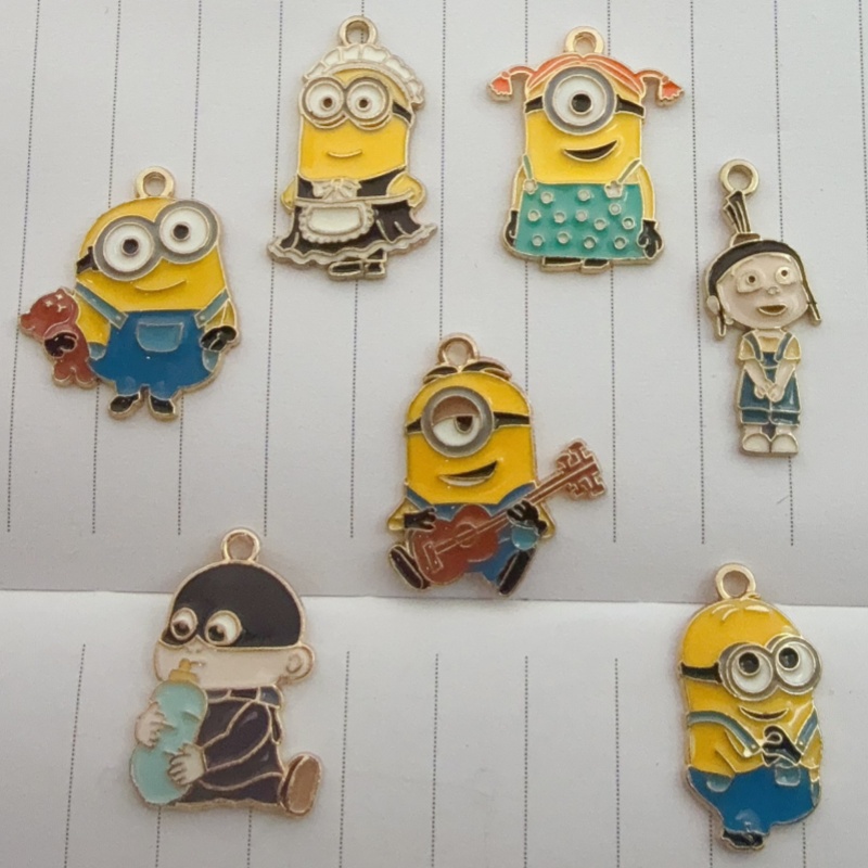 Jewelry Making Party - จี้การ์ตูนลายหยดน้ำมันอัลลอยด์ 10 ชิ้น, สำหรับทำเครื่องประดับ DIY, ต่างหู,