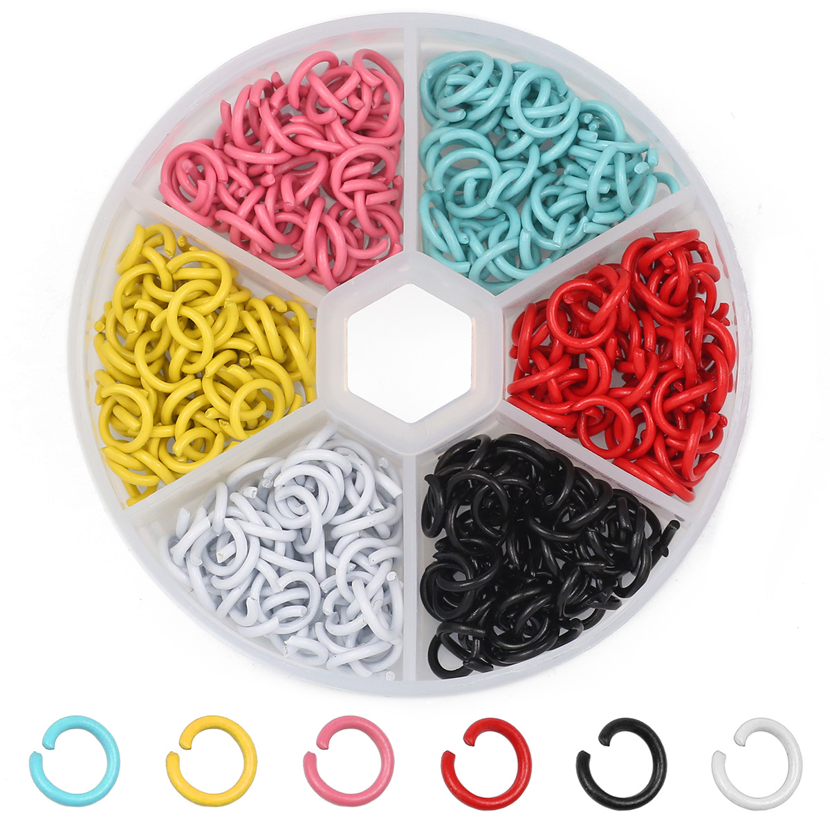 Jump Ring Assorted - ห่วงเปิดโลหะผสมสังกะสีหลากสี 87 กรัม บรรจุกล่อง ทนทาน ใช้เชื่อมต่อสำหรับทำสร้อยคอ