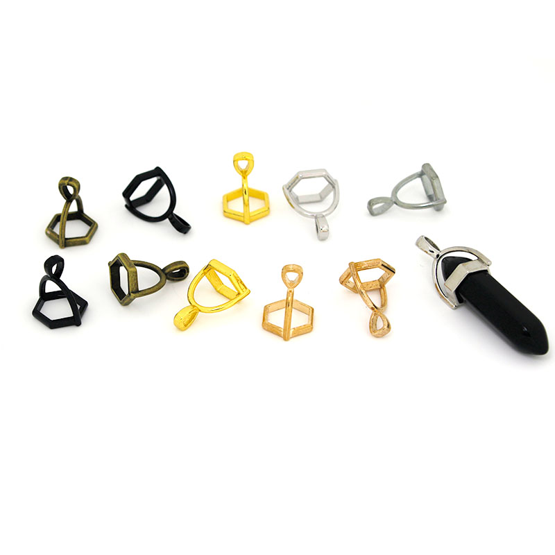 Jewelry Making Stones - 20 ชิ้นอัญมณีหกเหลี่ยมหมวกหินธรรมชาติคริสตัลเสาจี้หมวกสําหรับเครื่องประดับทําสร้อยคอจี้ตัวเชื่อมต่อ Clasp DIY