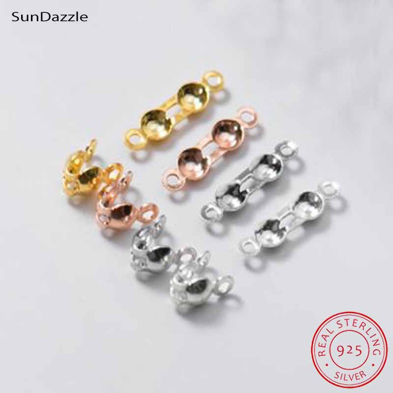 Jewelry Making Pins - ตัวล็อคปลายลูกปัดเงินแท้ 925 จำนวน 4 ชิ้น ตัวเชื่อมต่อแบบหนีบสีทอง