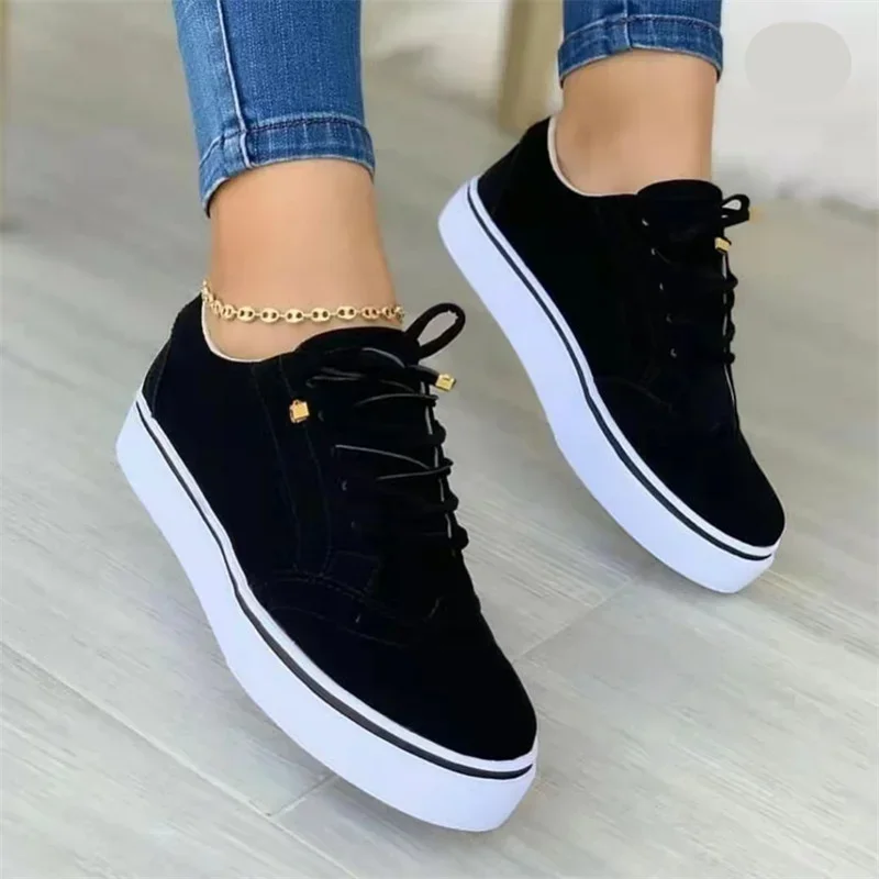 Vans Shoes Old Skool - 2025 ใหม่ผู้หญิงLow-Top Vulcanizedรองเท้ารอบToe Casualรองเท้าแบนรองเท้าLace-Upรองเท้าผู้หญิงอเนกประสงค์สบาย