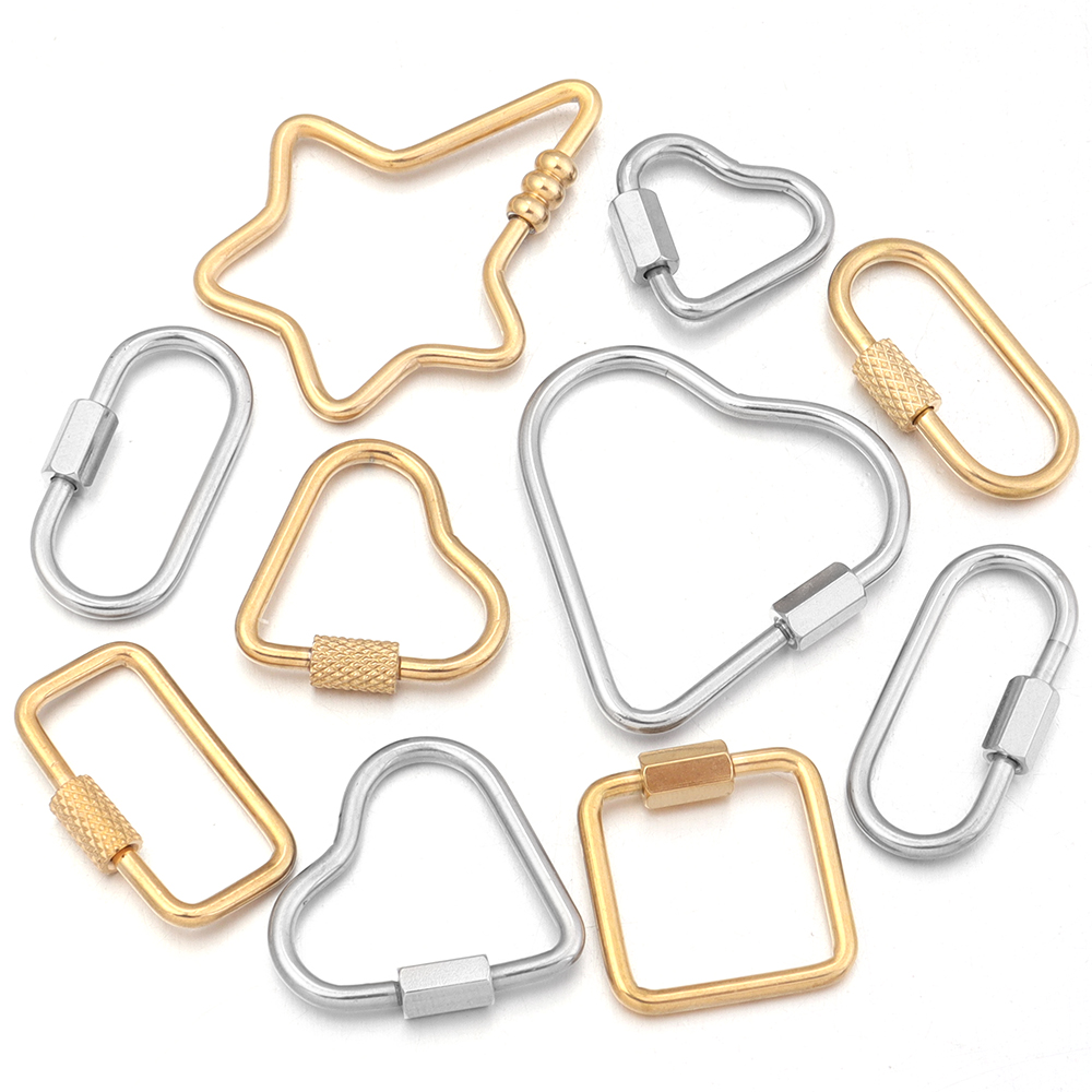 Jewelry Making Designs - สแตนเลสสตีลทองคำสกรูหัวใจ Carabiner ล็อคขั้วต่อ Clip สำหรับ DIY