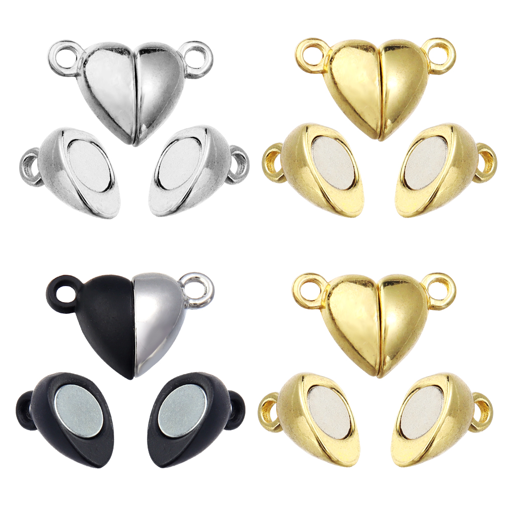 Jewelry Making Designs - ตัวล็อคแม่เหล็กรูปหัวใจโลหะผสม 5 ชิ้น/ชุด สำหรับสร้อยคอ สร้อยข้อมือ ตัวเชื่อมต่อแม่เหล็ก