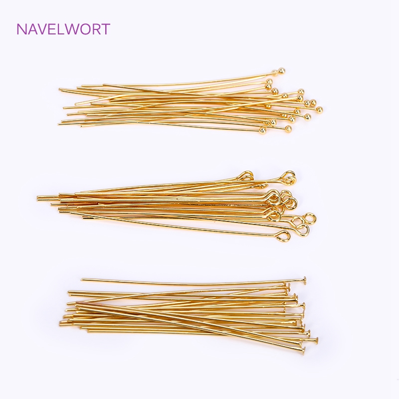 Jewelry Making Rivets - 50 ชิ้น/ล็อต 18K Gold Plated Pins