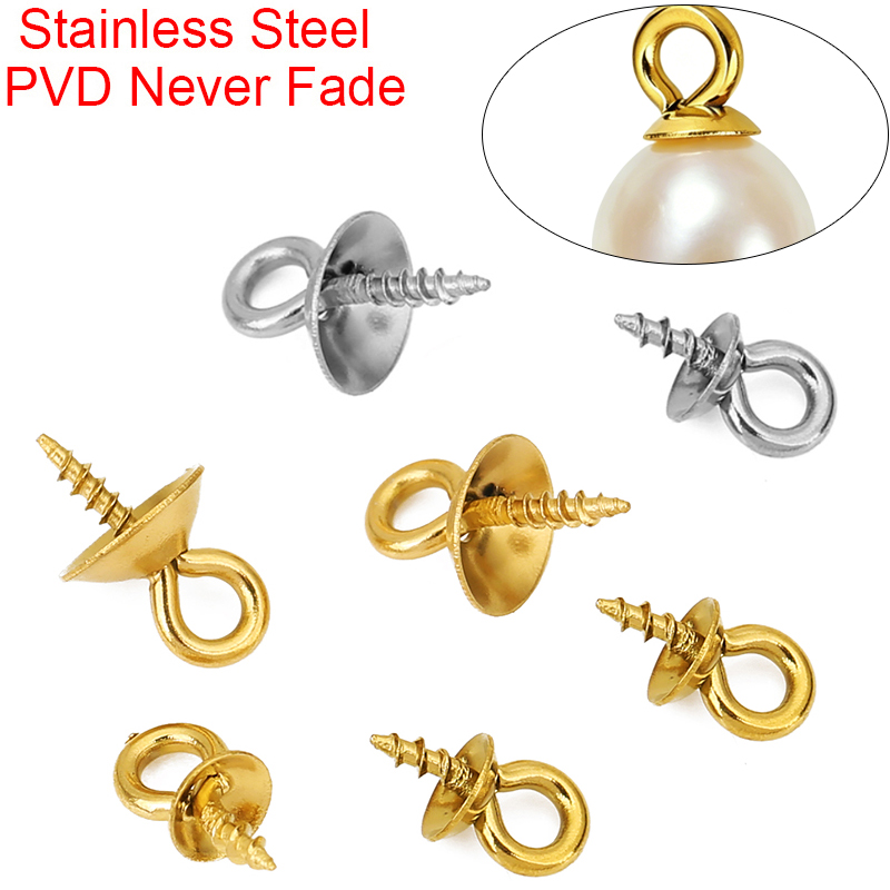 Jewelry Making Rivets - ตัวเชื่อมจี้มุกสแตนเลส 20 ชิ้น ขนาด 4 และ