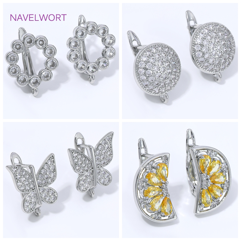 Jewelry Making Designs - ตะขอเกี่ยวต่างหูรูปพัดเคลือบทอง 18K รูปทรงดอกไม้, ตัวล็อคทองเหลืองแบบพื้นฐาน, ตะขอเกี่ยวต่างหู, วัสดุทำเครื่องประดับ