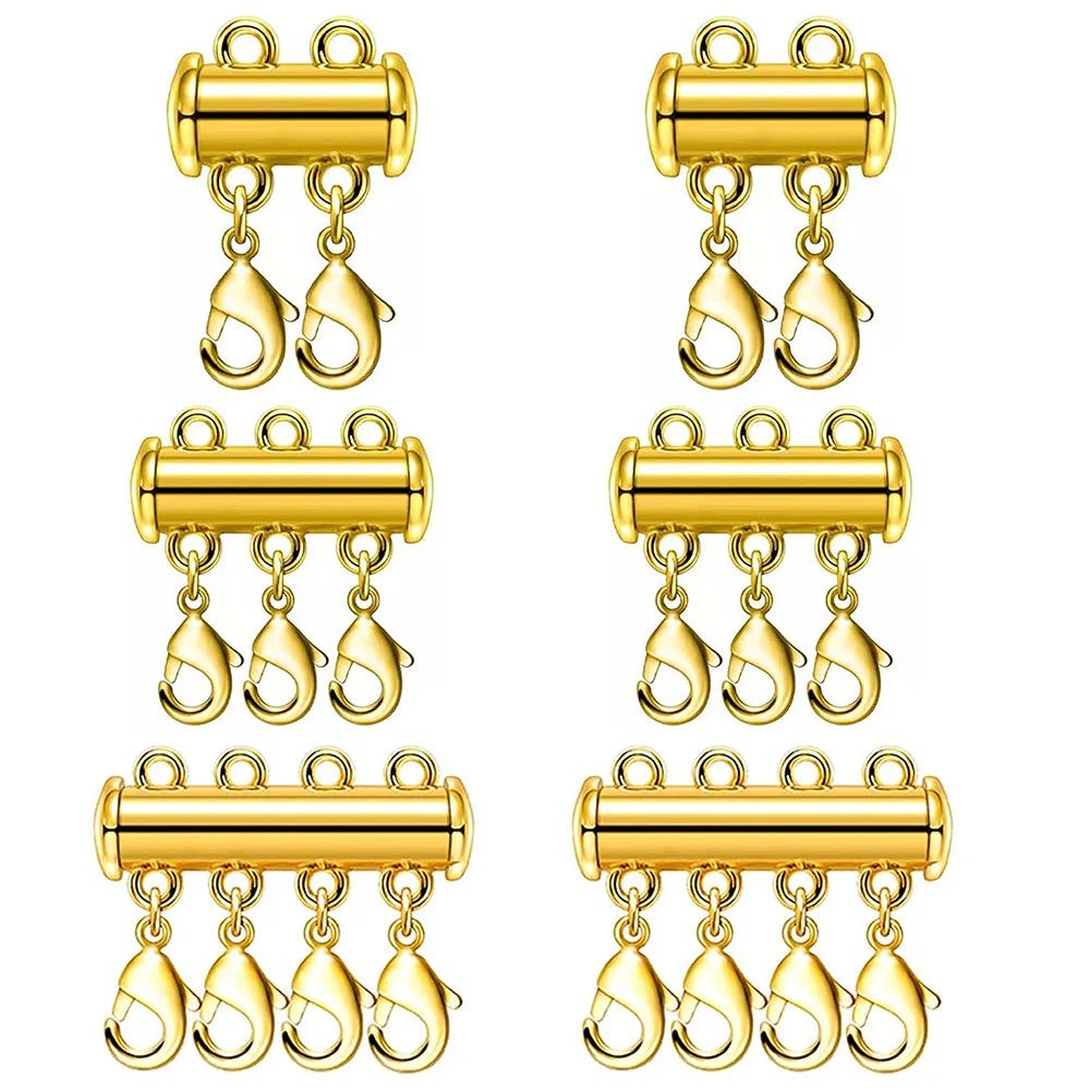 Jewelry Making Youtube - ตัวล็อคแบบแม่เหล็กเลื่อนสำหรับสร้อยคอหลายเส้น 2 ชิ้น ตัวล็อคแบบก้ามปูสำหรับทำสร้อยคอ DIY สร้อยข้อมือ