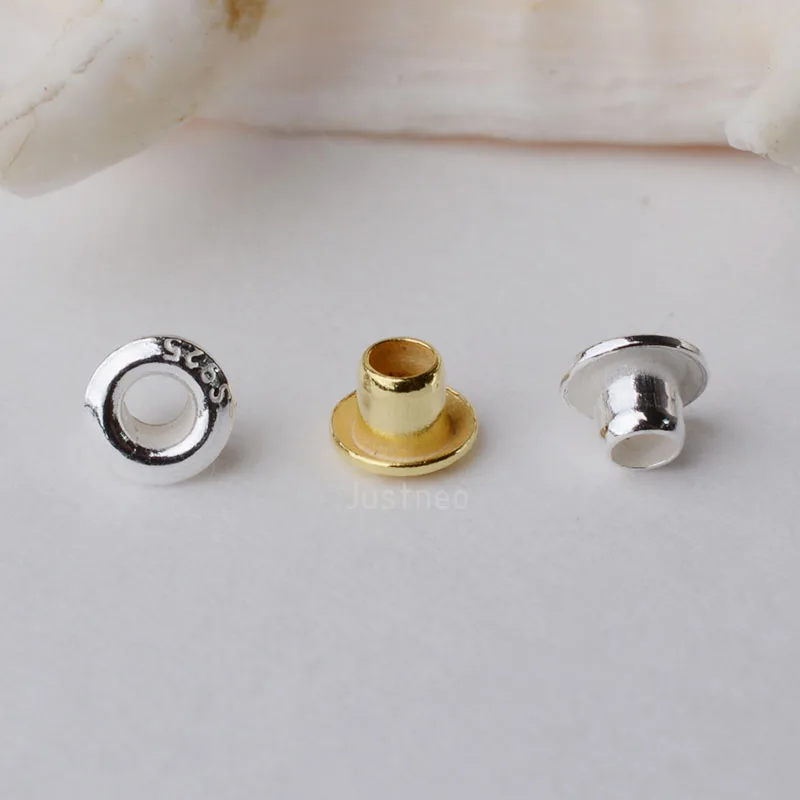 Jewelry Making Rivets - 925 เงินสเตอร์ลิง Grommet ตาไก่ Rivet สําหรับ