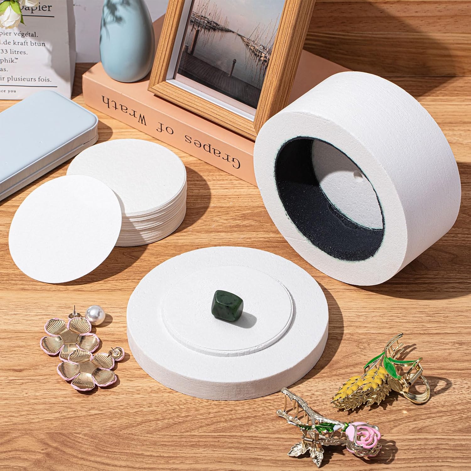 Jewelry Making At Home - ชุดเตาเผาไมโครเวฟขนาดใหญ่ 9 ชิ้นสำหรับหลอมแก้ว, ชุดเครื่องมือ DIY พร้อมแผ่นแก้วสำหรับทำเครื่องประดับแก้วที่บ้าน