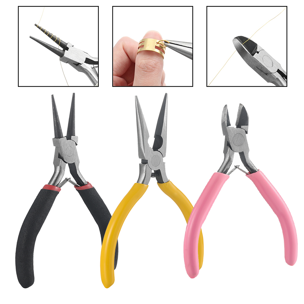 Jewelry Making Pliers - 3 ชิ้น/เซ็ต 3 รูปแบบเครื่องประดับคีมชุดเครื่องมือเข็มรอบจมูกคีม Diagonal Plier