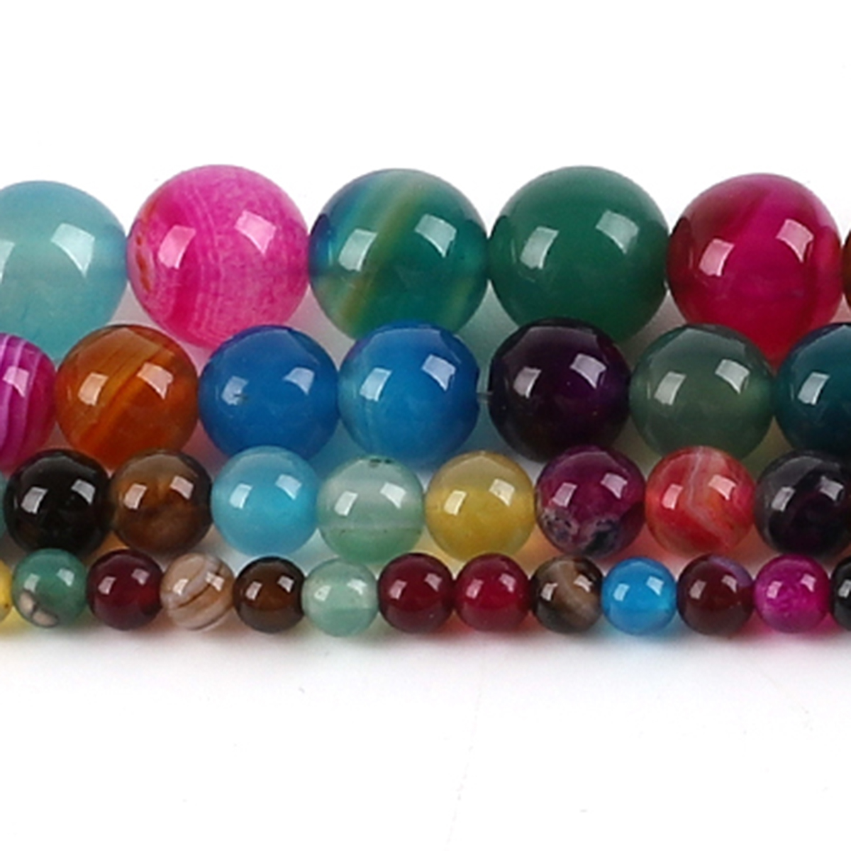 ลูกปัดหินอาเกตธรรมชาติหลากสีทร - Jewelry Making Stones บทวิจารณ์และราคา