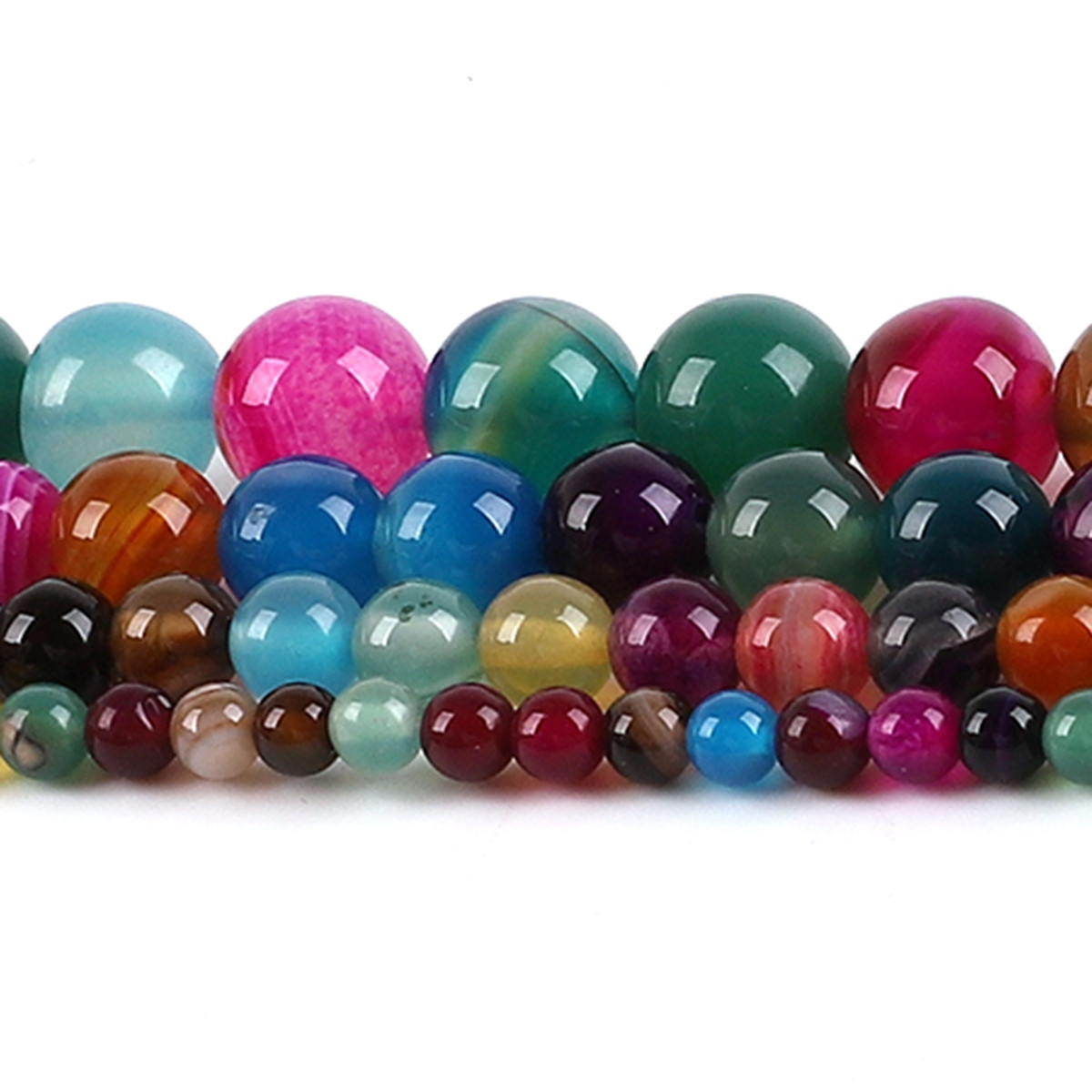 ลูกปัดหินอาเกตธรรมชาติหลากสีทร - Jewelry Making Stones บทวิจารณ์และราคา