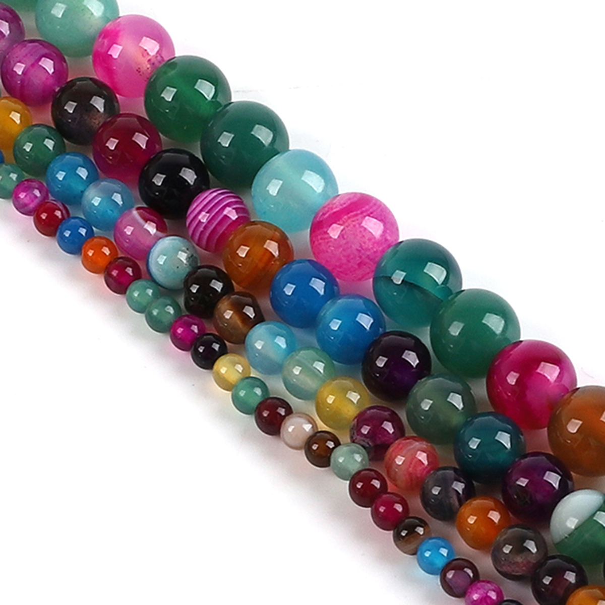 ลูกปัดหินอาเกตธรรมชาติหลากสีทร - Jewelry Making Stones บทวิจารณ์และราคา