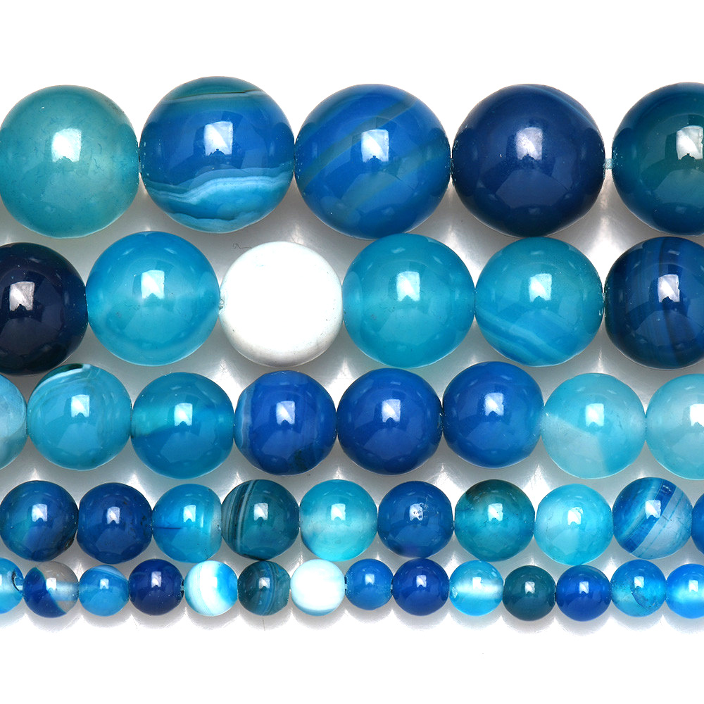หินธรรมชาติแถบลูกไม้สีฟ้า Agat - Jewelry Making Stones บทวิจารณ์และราคา
