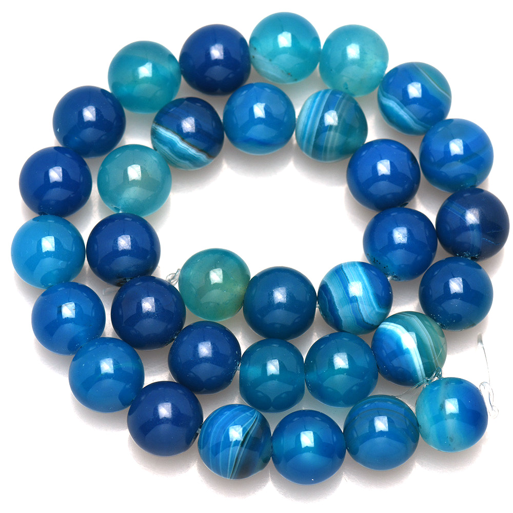 หินธรรมชาติแถบลูกไม้สีฟ้า Agat - Jewelry Making Stones บทวิจารณ์และราคา